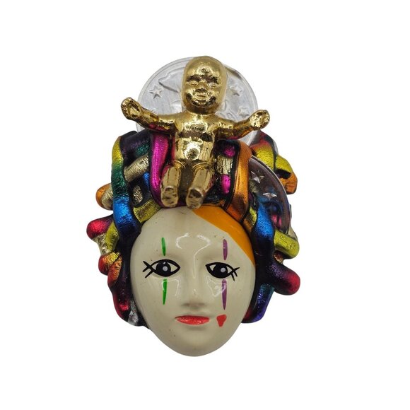 Mardis Gras Mask Pin Brooch Handcrafted in New Orleans Gores Art Signed Original - Picture 1 of 8
